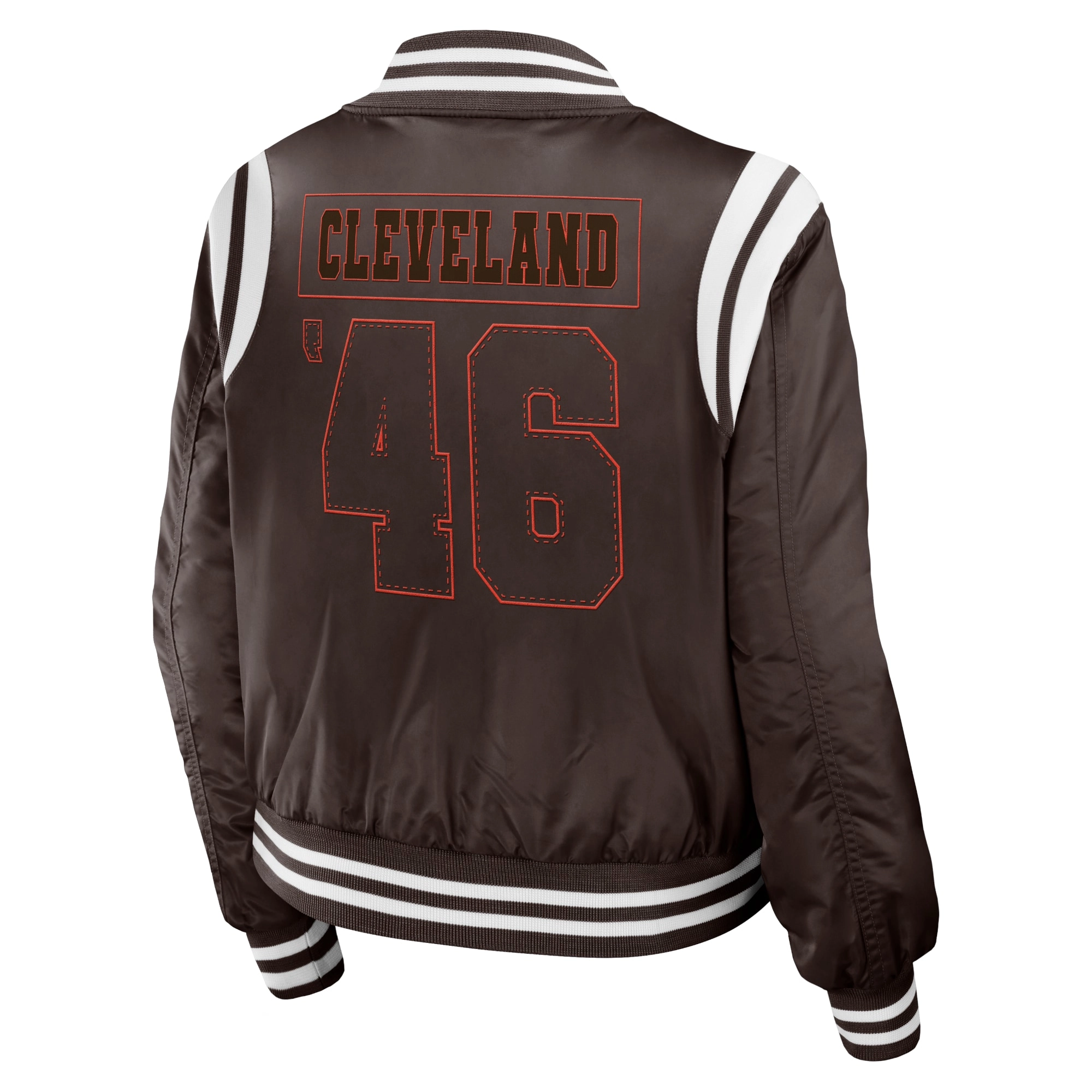 Cleveland browns womens full zip bomber varsity jacket brown 2 1