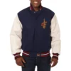 Cleveland cavaliers domestic two tone wool and leather jacket navy white 1