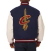 Cleveland cavaliers domestic two tone wool and leather jacket navy white 2