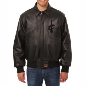 Cleveland cavaliers full leather bomber varsity jacket black 1