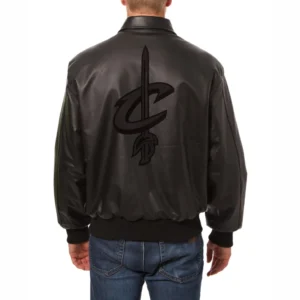 Cleveland cavaliers full leather bomber varsity jacket black 2