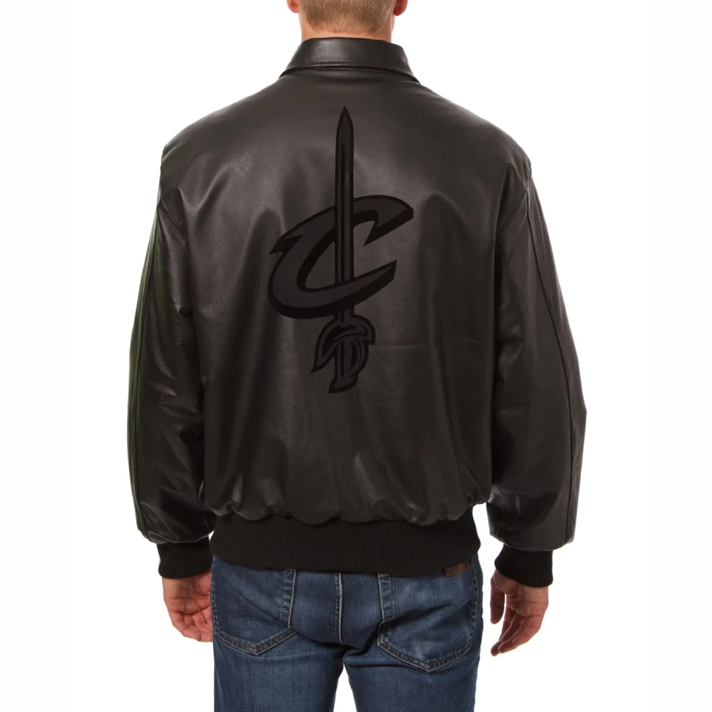 Cleveland cavaliers full leather bomber varsity jacket black 2