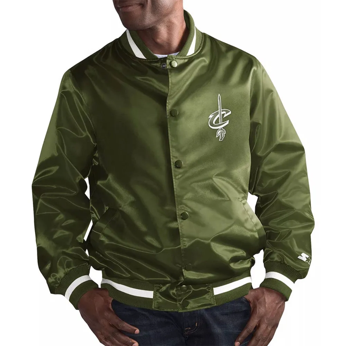 Cleveland cavaliers full snap green satin jacket