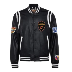 Cleveland cavaliers leather varsity jacket black 1