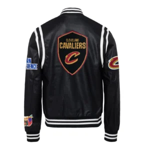 Cleveland cavaliers leather varsity jacket black 2