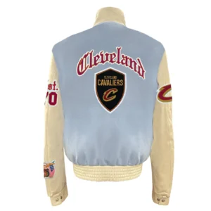 Cleveland cavaliers old english wool leather varsity jacket blue cream 1 1