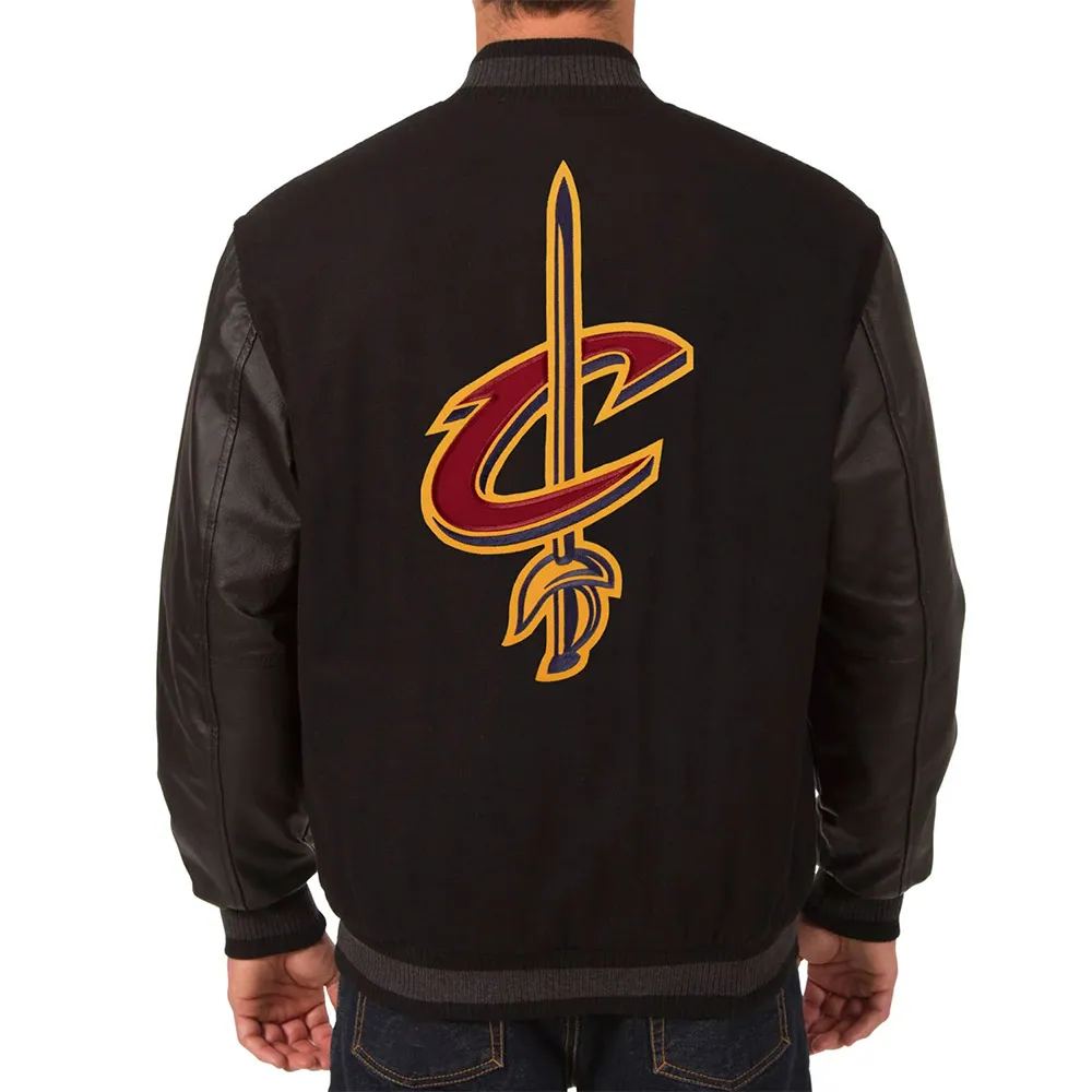 Cleveland cavaliers one color wool and leather jacket