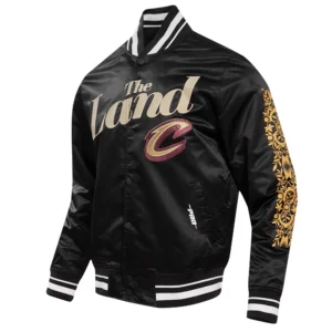 Cleveland cavaliers pro standard chest the land black satin varsity jacket 1