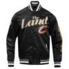 Cleveland cavaliers pro standard chest the land black satin varsity jacket 2
