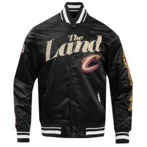 Cleveland cavaliers pro standard chest the land black satin varsity jacket 2
