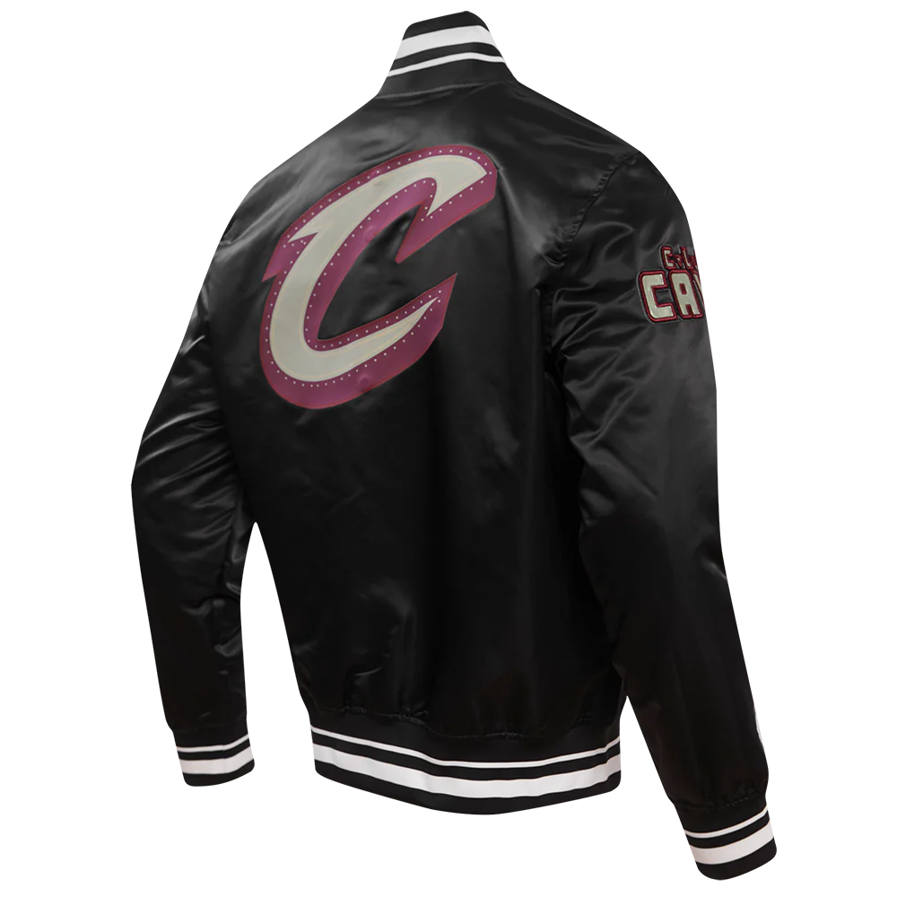 Cleveland cavaliers pro standard chest the land black satin varsity jacket 3