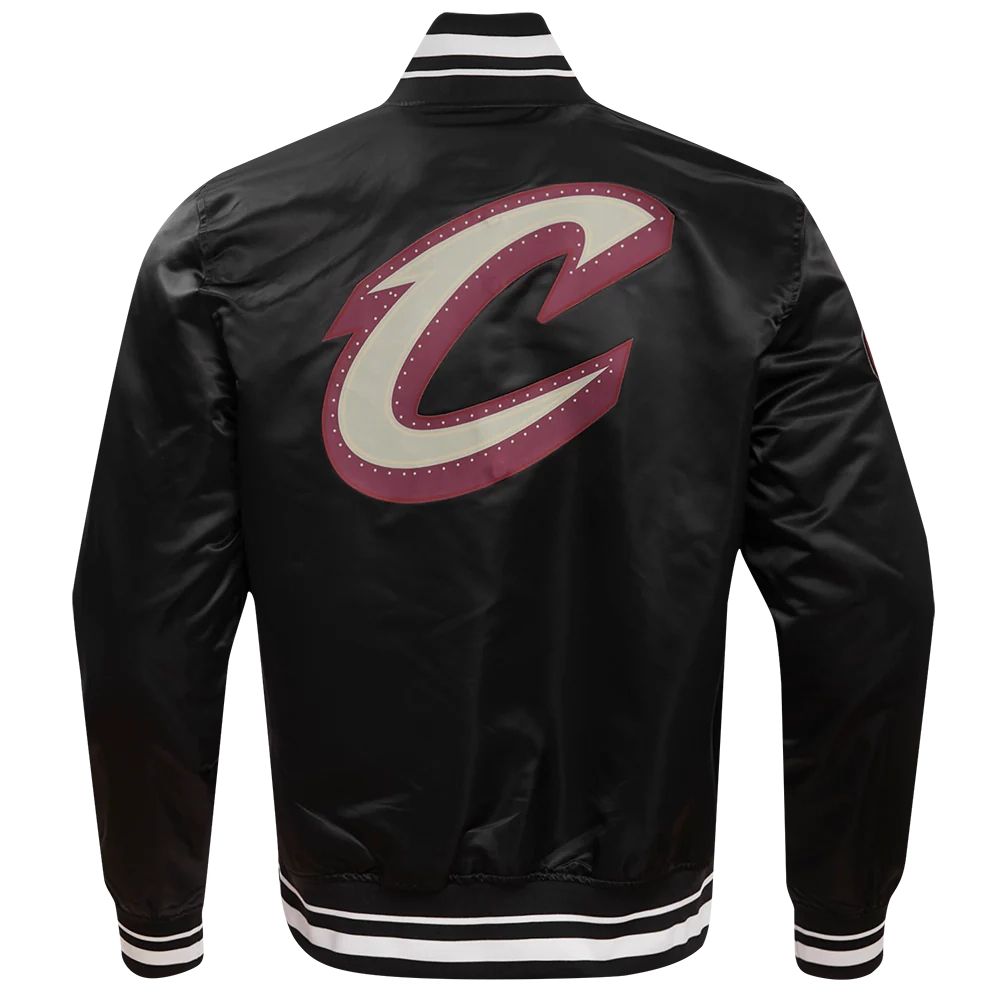Cleveland cavaliers pro standard chest the land black satin varsity jacket 4