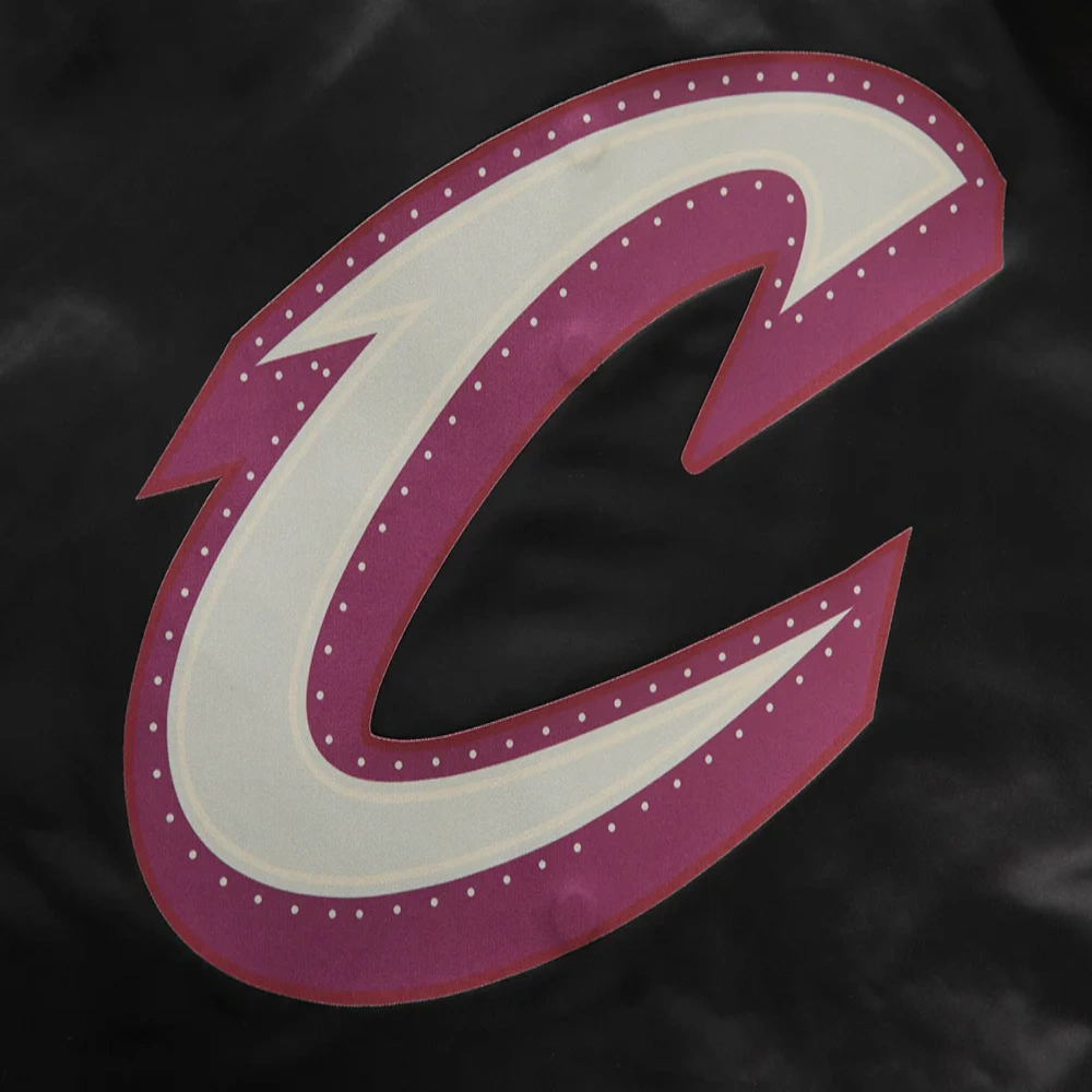 Cleveland cavaliers pro standard chest the land black satin varsity jacket 5