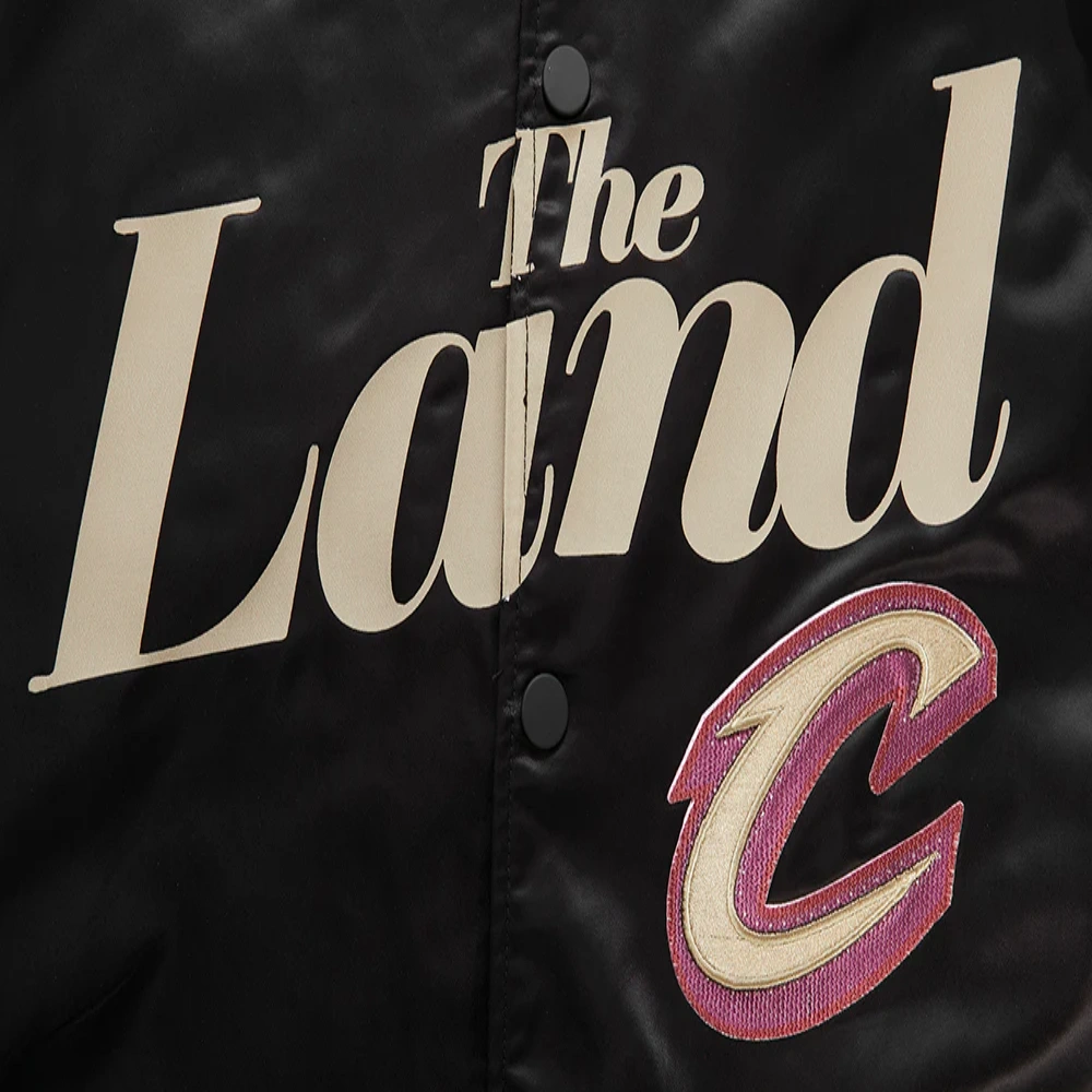 Cleveland cavaliers pro standard chest the land black satin varsity jacket 6