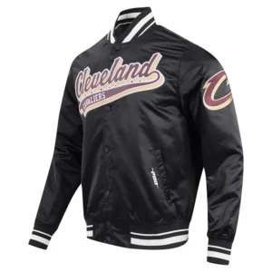 Cleveland cavaliers pro standard script tail black satin varsity jacket 1