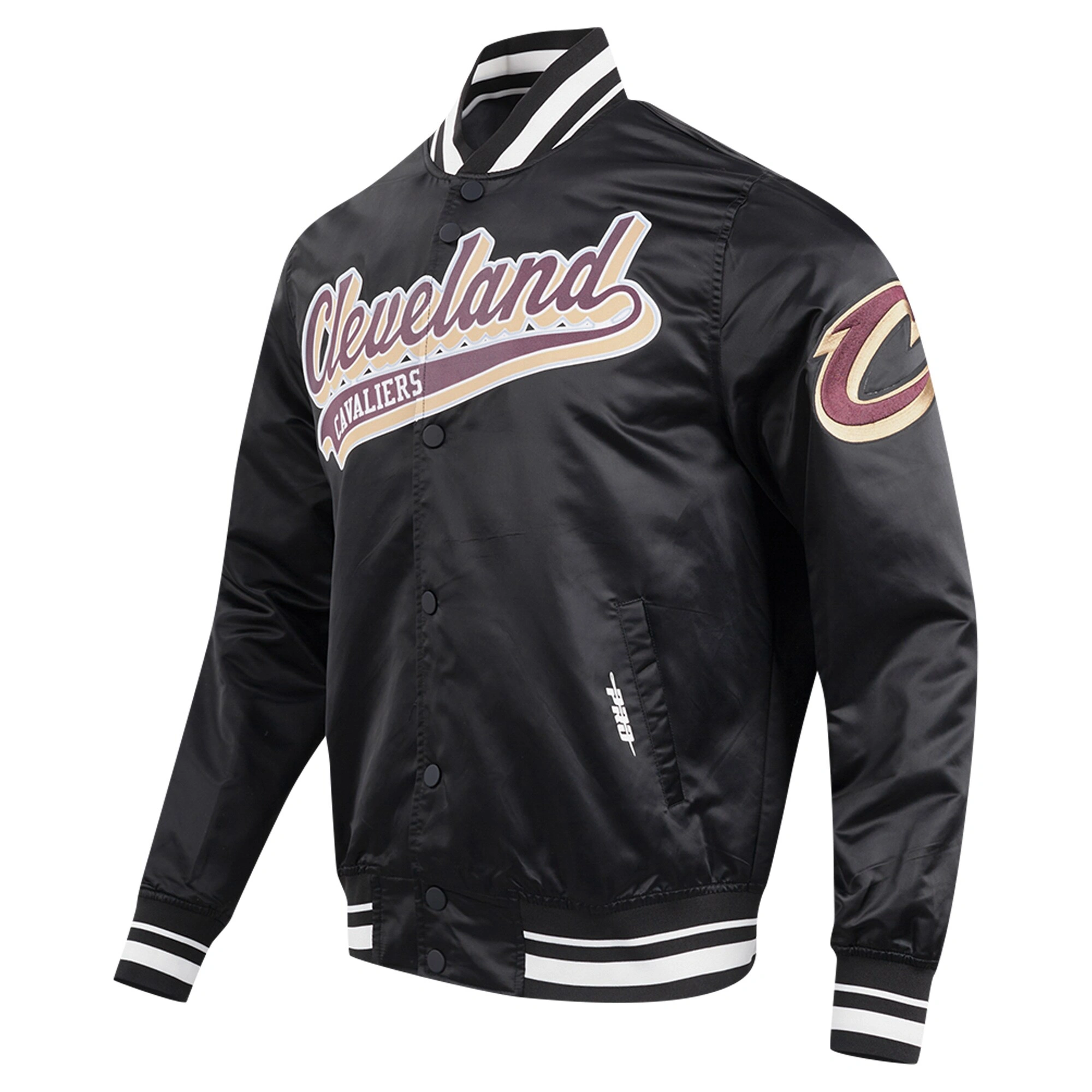 Cleveland cavaliers pro standard script tail black satin varsity jacket 1