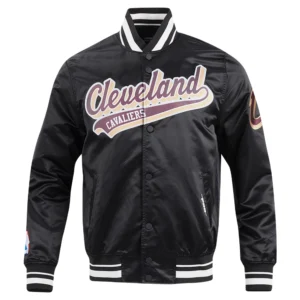 Cleveland cavaliers pro standard script tail black satin varsity jacket 2