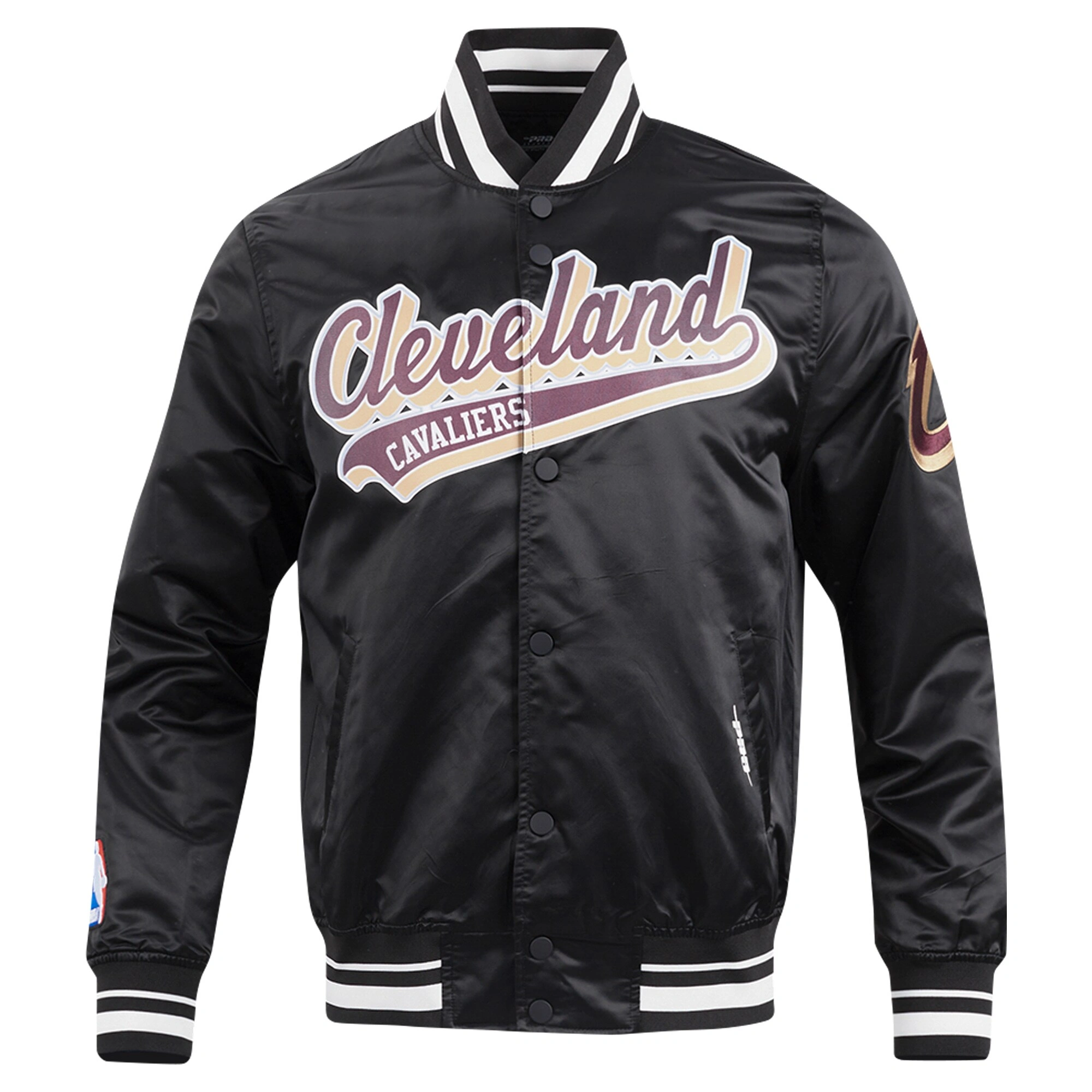 Cleveland cavaliers pro standard script tail black satin varsity jacket 2