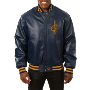 Cleveland cavaliers real leather varsity jacket navy 1