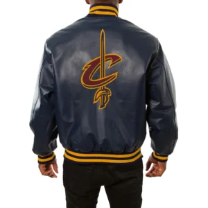 Cleveland cavaliers real leather varsity jacket navy 2