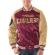Cleveland cavaliers renegade satin varsity jacket maroon gold 1