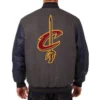 Cleveland cavaliers two tone charcoal navy wool and leather jacket