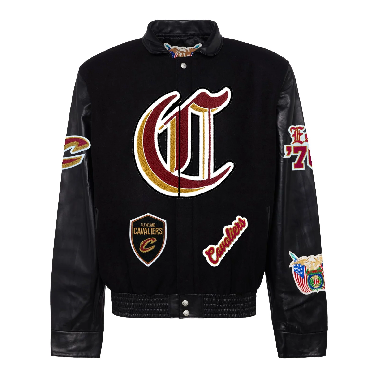 Cleveland cavaliers wool leather varsity jacket black 1