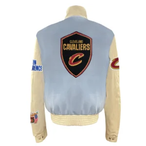 Cleveland cavaliers wool leather varsity jacket blue cream 1 1