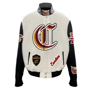 Cleveland cavaliers wool leather varsity jacket white black 1 1