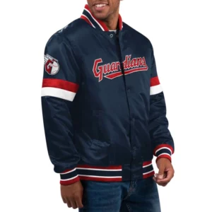 Cleveland guardians home game satin varsity jacket navy 1