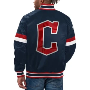 Cleveland guardians home game satin varsity jacket navy