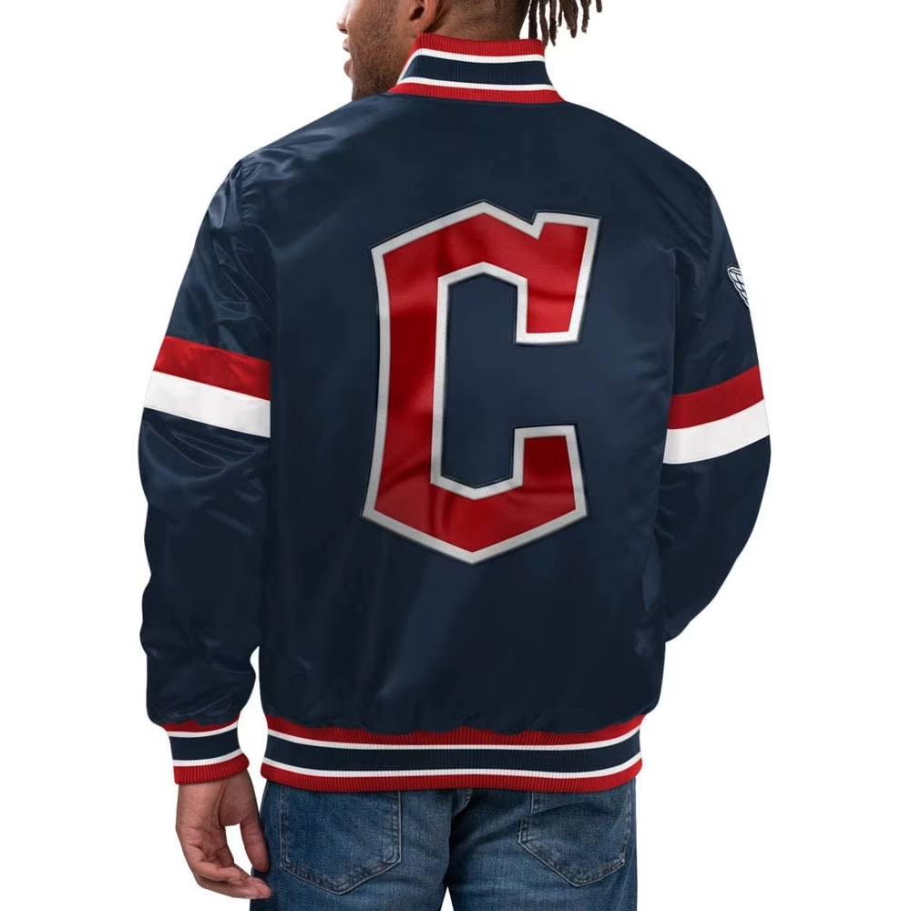 Cleveland guardians home game satin varsity jacket navy
