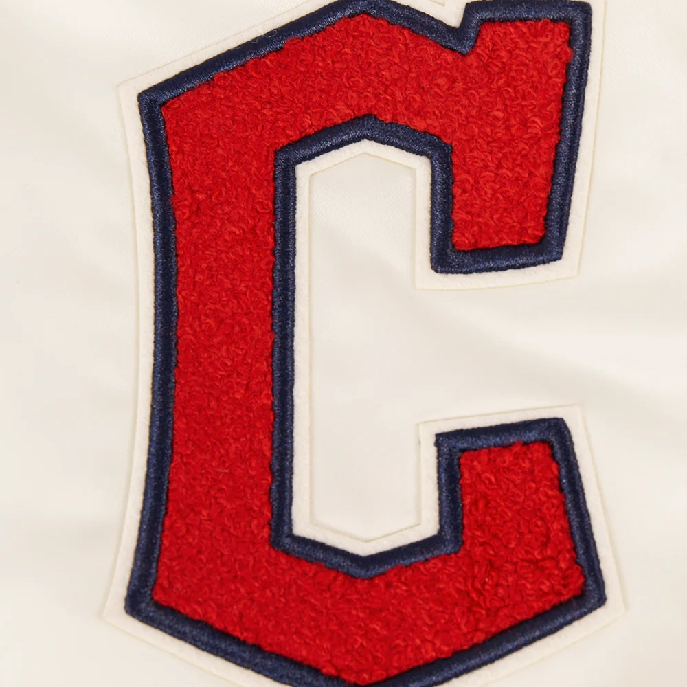 Cleveland guardians retro classic full snap satin varsity jacket cream 1