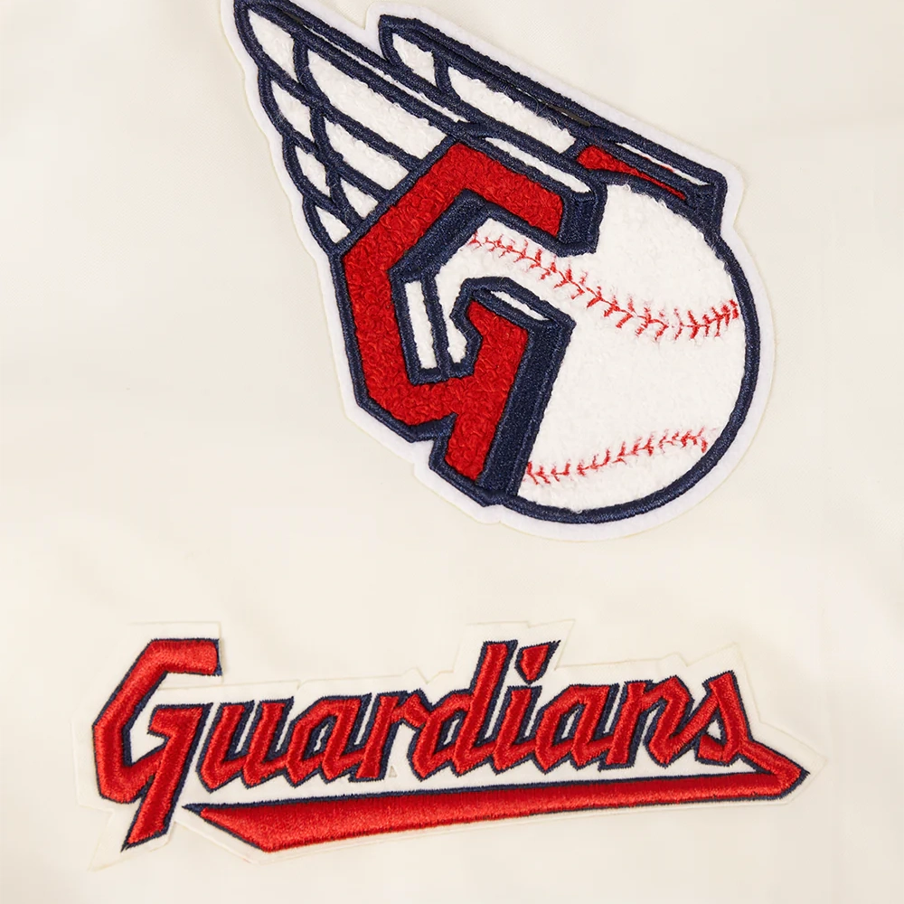 Cleveland guardians retro classic full snap satin varsity jacket cream 2