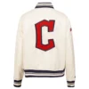 Cleveland guardians retro classic full snap satin varsity jacket cream 4