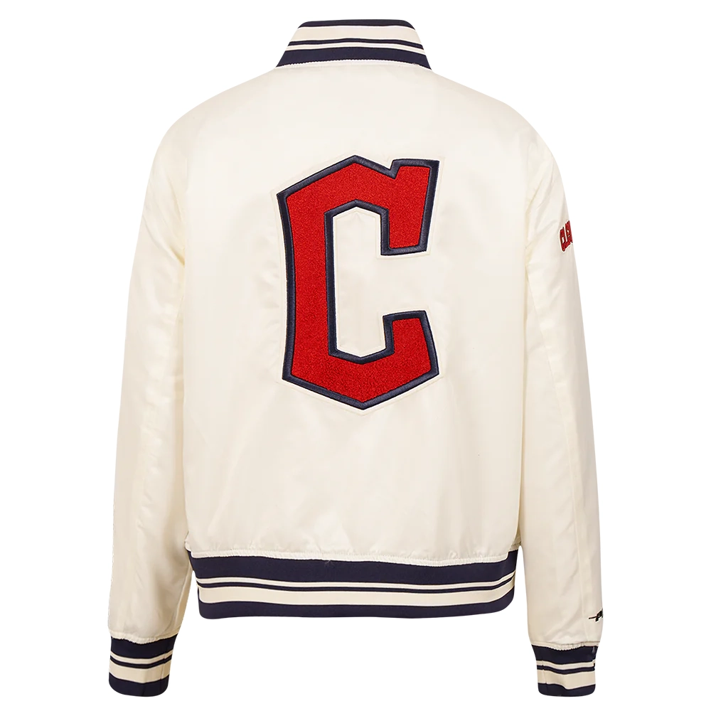 Cleveland guardians retro classic full snap satin varsity jacket cream 4