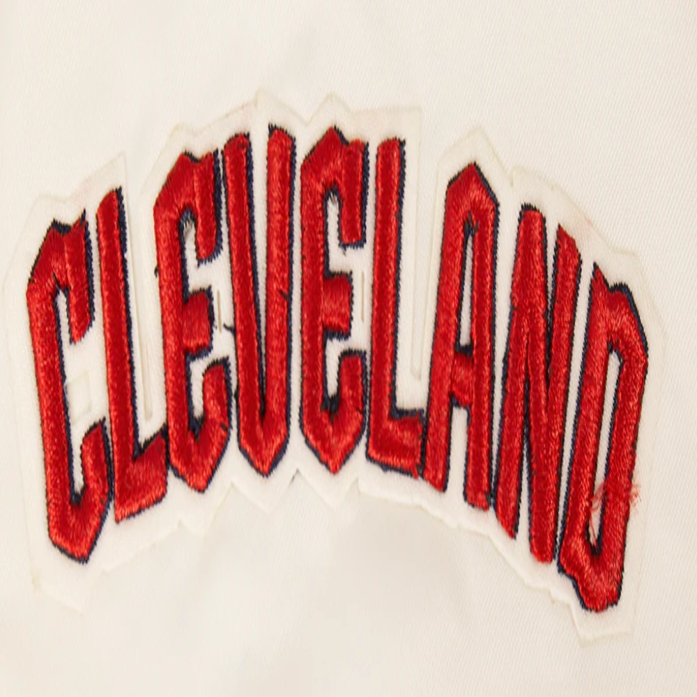 Cleveland guardians retro classic full snap satin varsity jacket cream