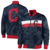 Cleveland guardians the ambassador full snap satin varsity jacket navy 3
