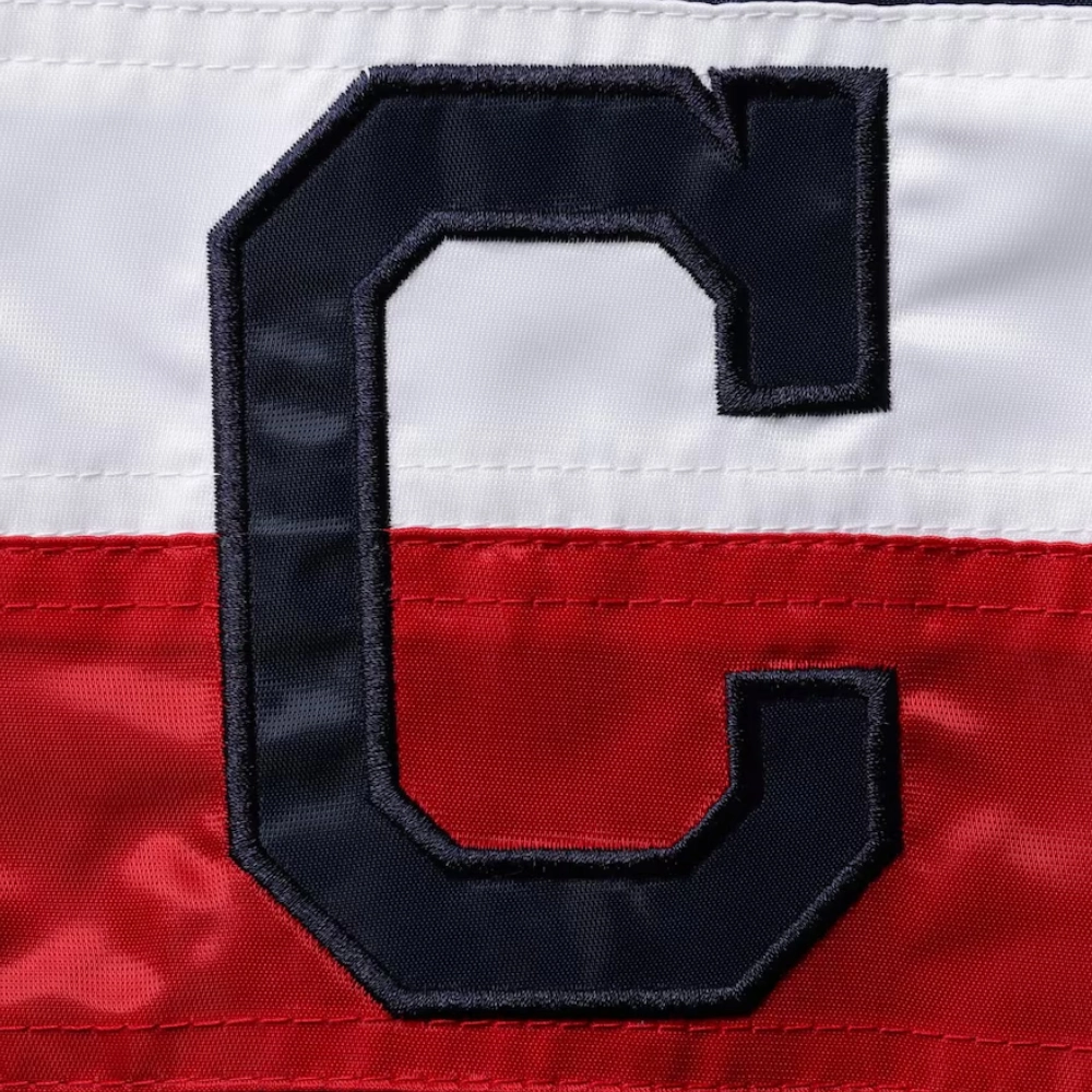 Cleveland guardians the ambassador full snap satin varsity jacket navy
