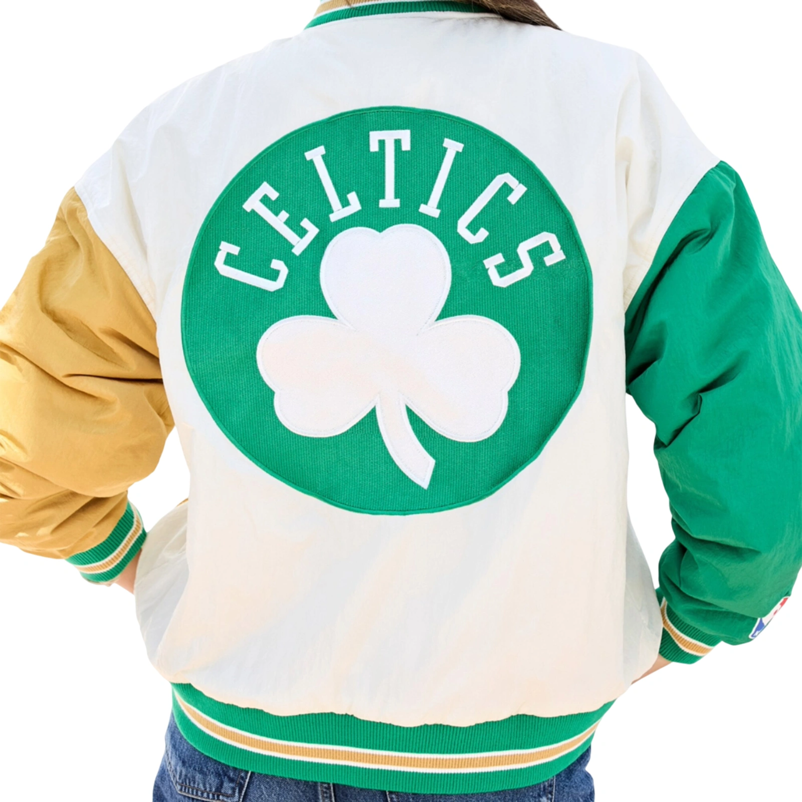 Color block boston celtics satin jacket