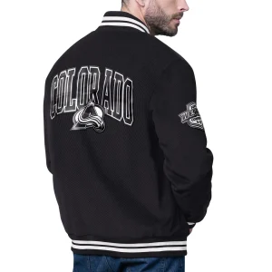 Colorado avalanche blackout corduroy varsity jacket