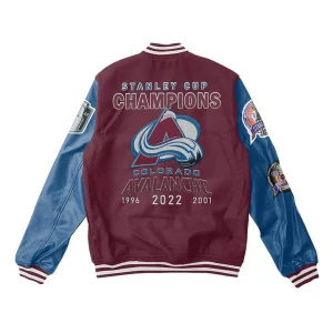 Colorado avalanche champions wool leather jacket
