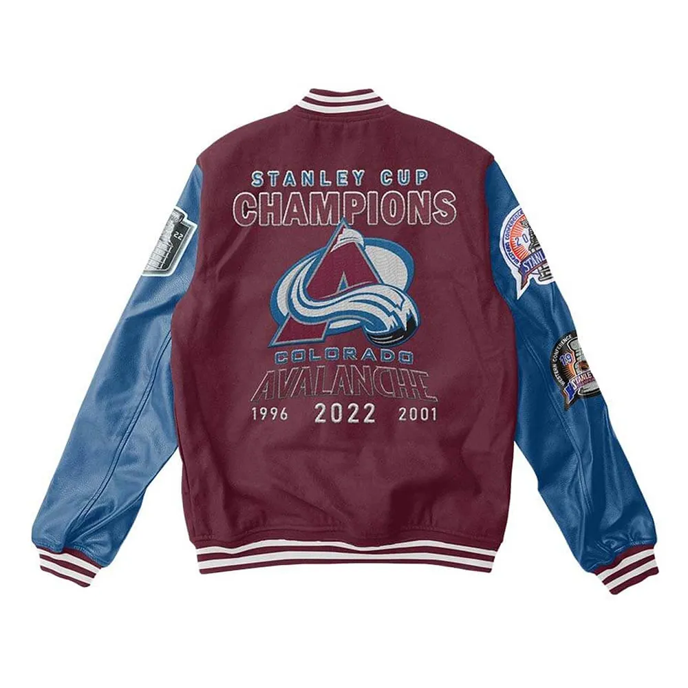 Colorado avalanche champions wool leather jacket