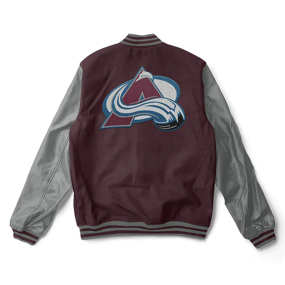 Colorado avalanche letterman wool leather jacket