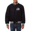 Colorado avalanche one color wool varsity jacket navy 1