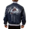 Colorado avalanche real leather varsity jacket navy 1 1