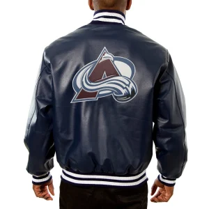 Colorado avalanche real leather varsity jacket navy 1 1