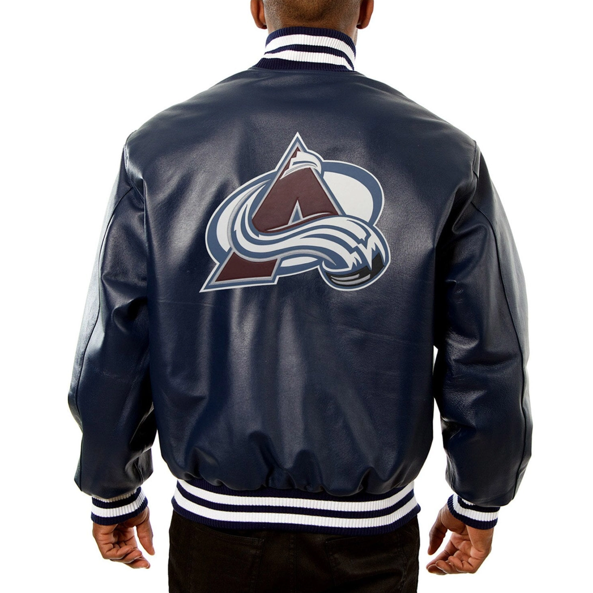 Colorado avalanche real leather varsity jacket navy 1 1