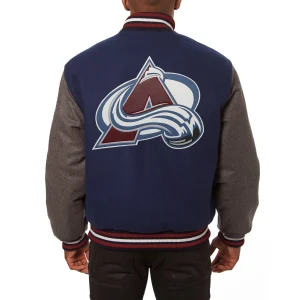 Colorado avalanche two tone wool varsity jacket navy gray 1 1
