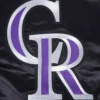 Colorado rockies retro classic full snap satin varsity jacket black